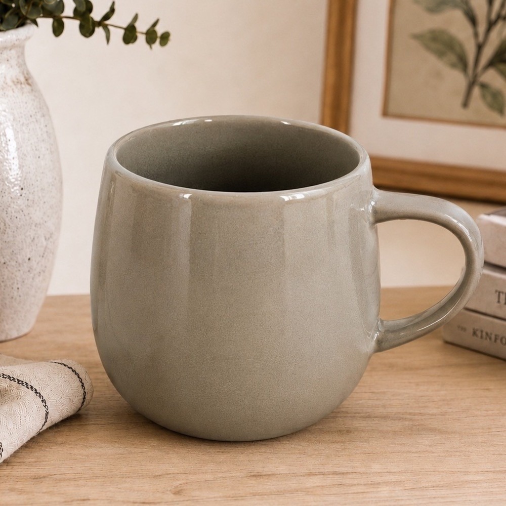Crate & Barrel Camden Gray Stoneware Coffee Mug Cup‎ Retired Thailand 3.5"